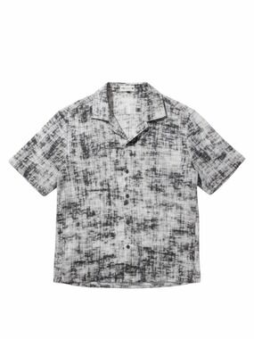 Zara Man Abstract Black White Camp Collar Short Sleeve Button Up Shirt Size S